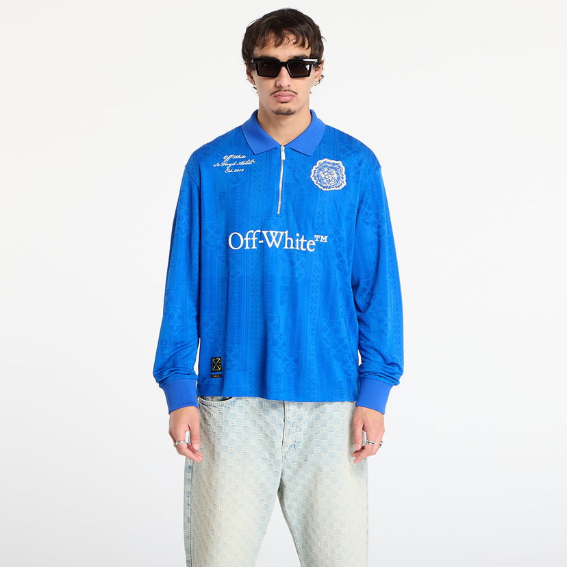 Polotröja Off-White Lion Nation Soccer L/S Polo Blå | OMAD00QF25JER0034601