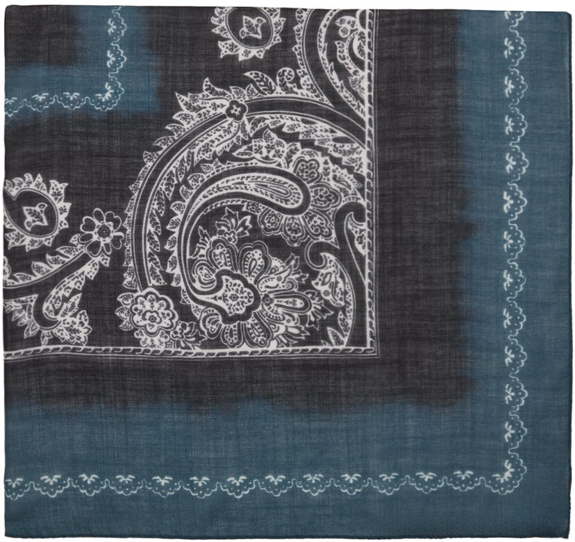 Halsduk Acne Studios Printed Scarf Mörkblå | CA0266-
