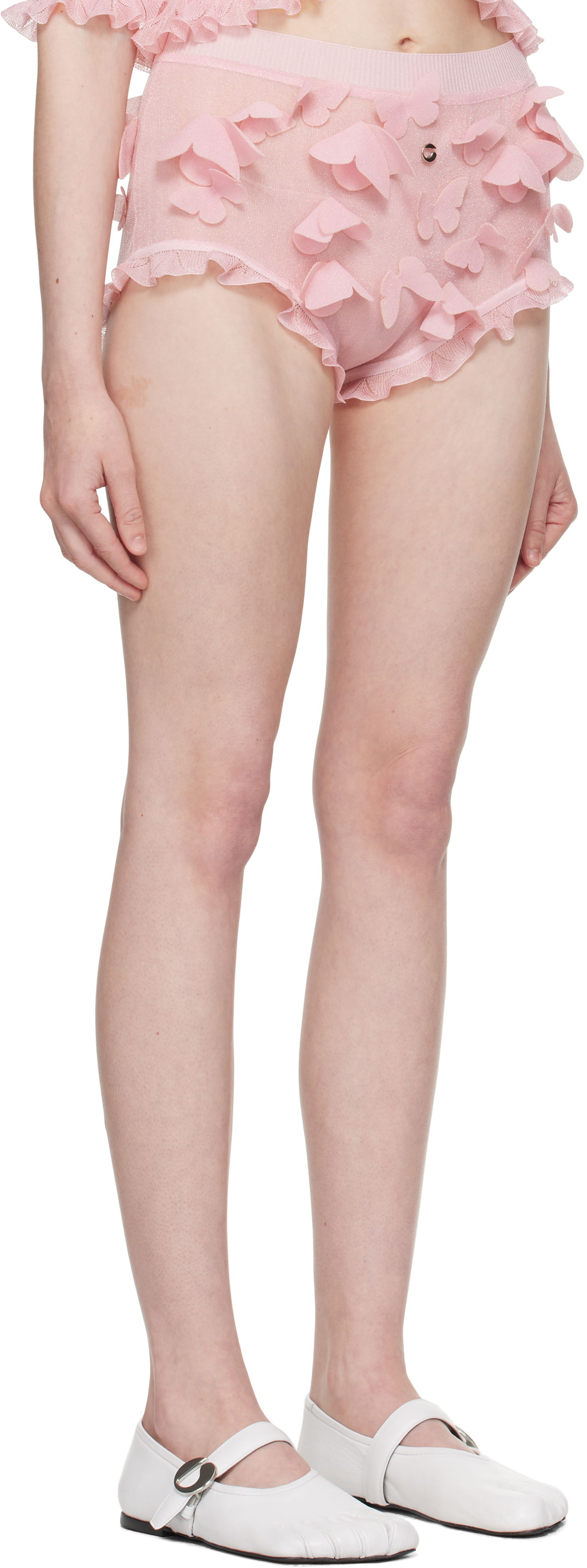 Trosor Coperni Coperni Knitted Butterfly Appliqué Shorts Rosa | COPML138Y3015, 1