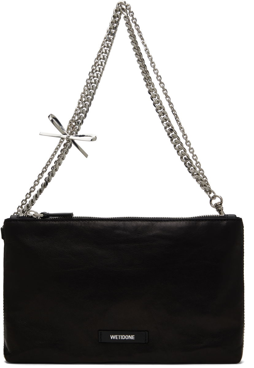 Axelväska We11done We11done Ribbon Chain Shoulder Bag Svart | WD-AB0-25-480-U-BK