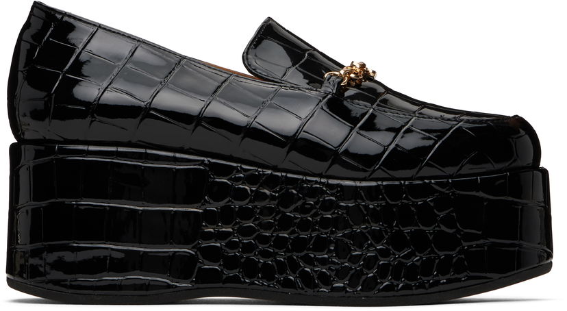 Skovård GANNI GANNI Croco Butterfly Chain Platform Loafers Svart | S2834