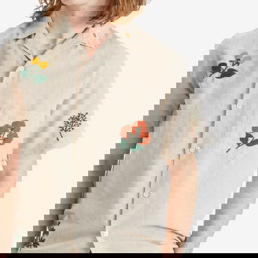 Skjorta Portuguese Flannel Flannel Embroidered Vacation Shirt Beige | SS25-086-NAT, 5