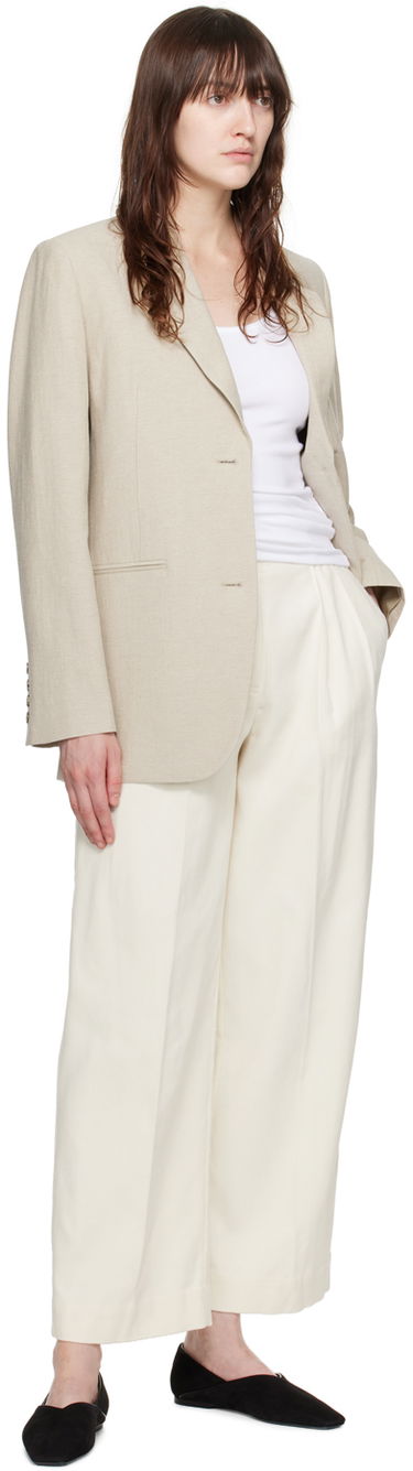 Jacka TOTEME Women's Tailored Single-Breasted Blazer Beige | 243-WRZ869-FB0196, 3