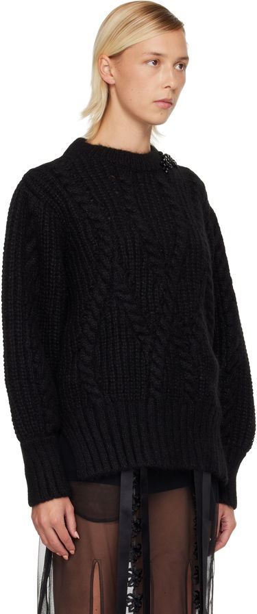 Sweater Simone Rocha Simone Rocha Embellished Puff Sleeve Chunky Knit Sweater Beige | MZMK4B 0665, 4