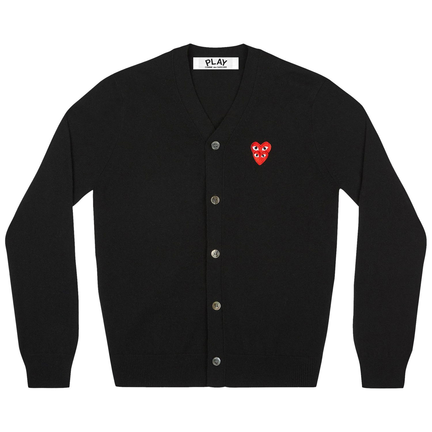 Sweater Comme des Garçons PLAY Double Heart Cardigan Svart | AZ N076 051 1, 1