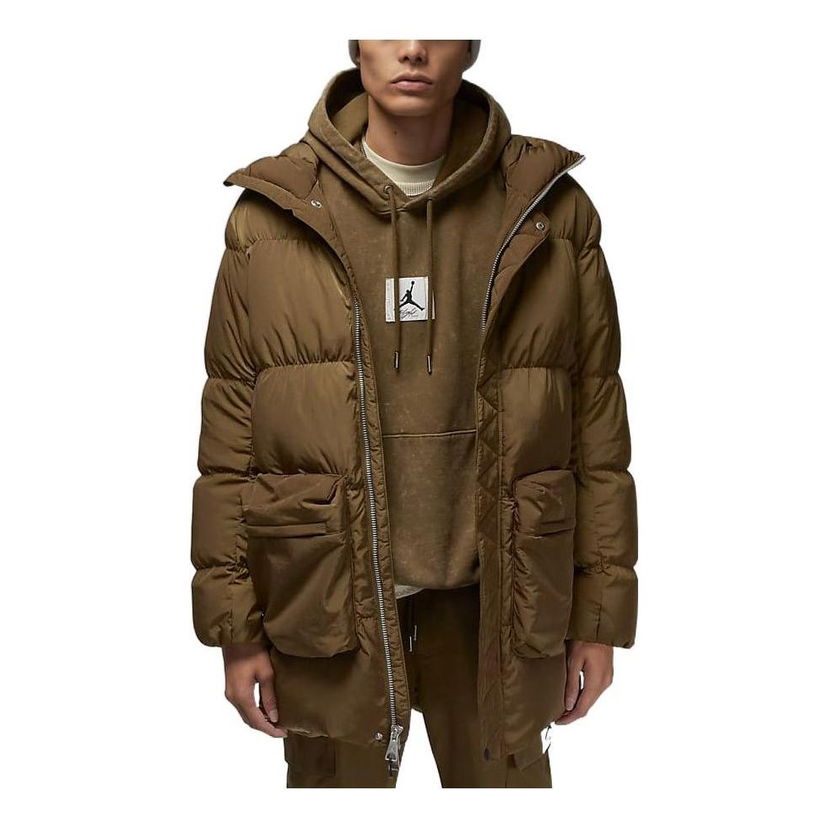 Pufferjacka Jordan Jordan Logo Zipper Mid-Length Down Jacket Grön | DQ7347-385