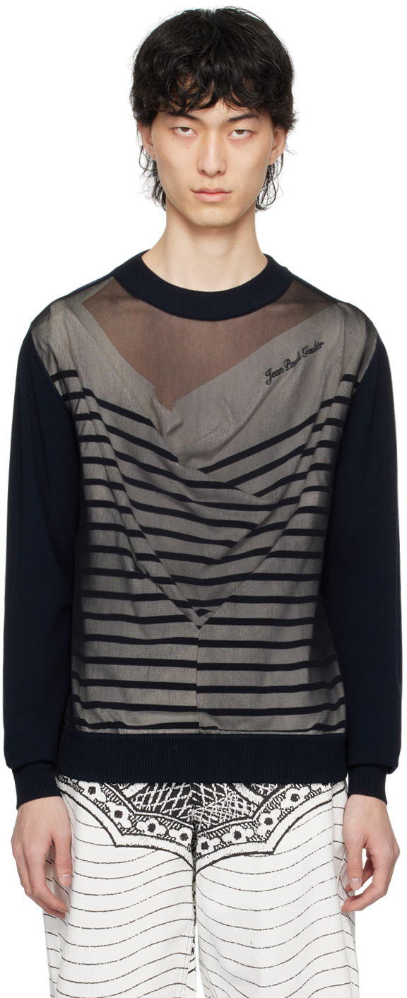 Sweater Jean Paul Gaultier Gaultier Oversized Striped Sweater Mörkblå | 24/25-U-PL046B-M064-590100