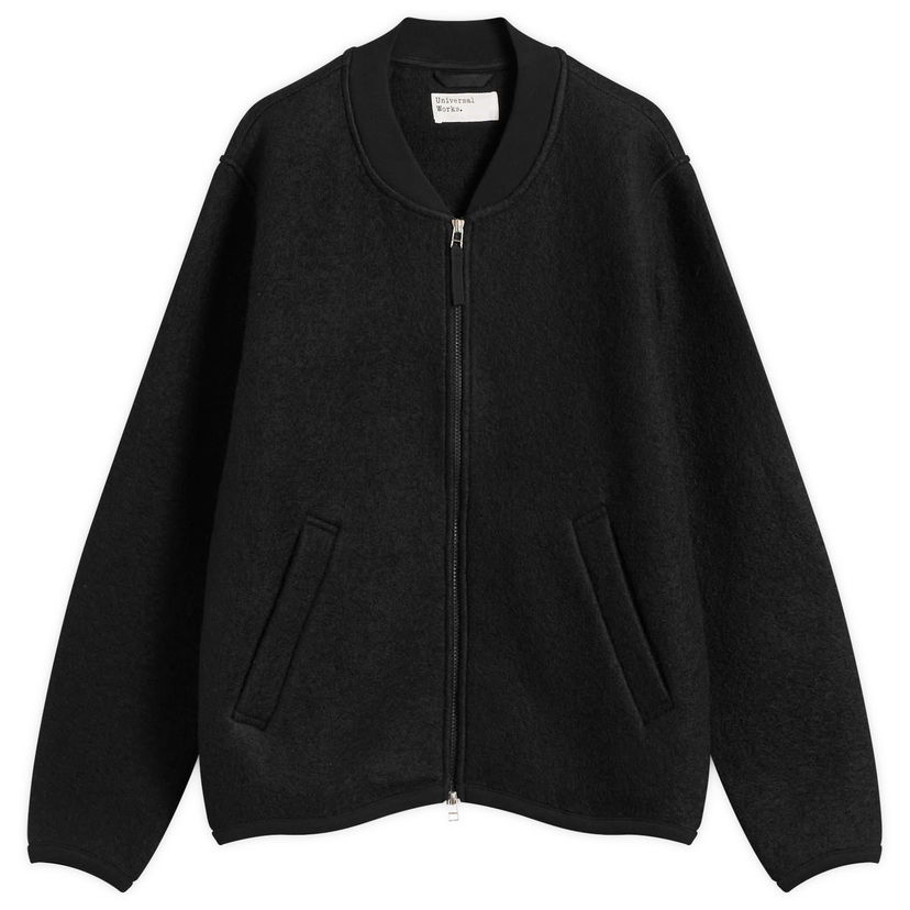 Bomberjacka Universal Works Wool Fleece Zip Bomber Jacket Svart | 00018-BLK