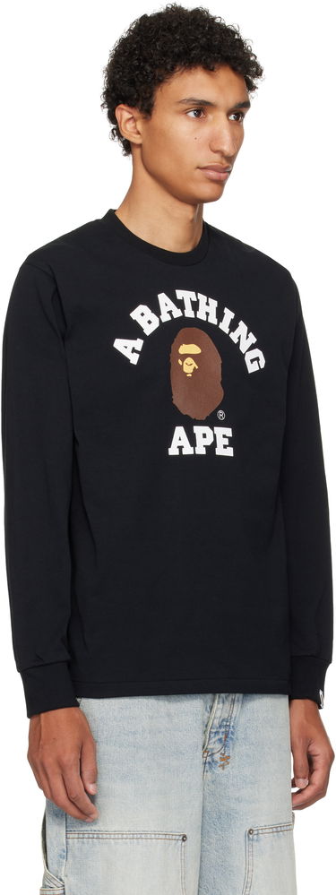 T-shirt BAPE A Bathing Ape College Long Sleeve T-Shirt Vit | 001LTL301013M, 4