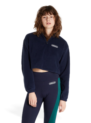 Sweatshirt adidas Originals Retro 1/4 Zip Cropped Mörkblå | HL0052