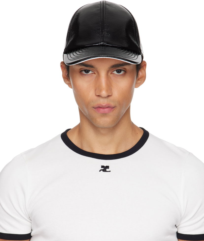 Keps Courrèges Courrèges Reedition Vinyl Baseball Cap Svart | PERACT002VY0014