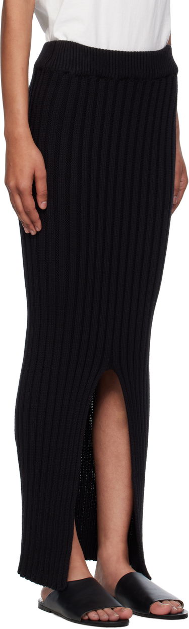 Kjol Baserange Baserange Macau Midi Ribbed Knit Skirt with Slits Svart | SSMA-OC-AU25, 1