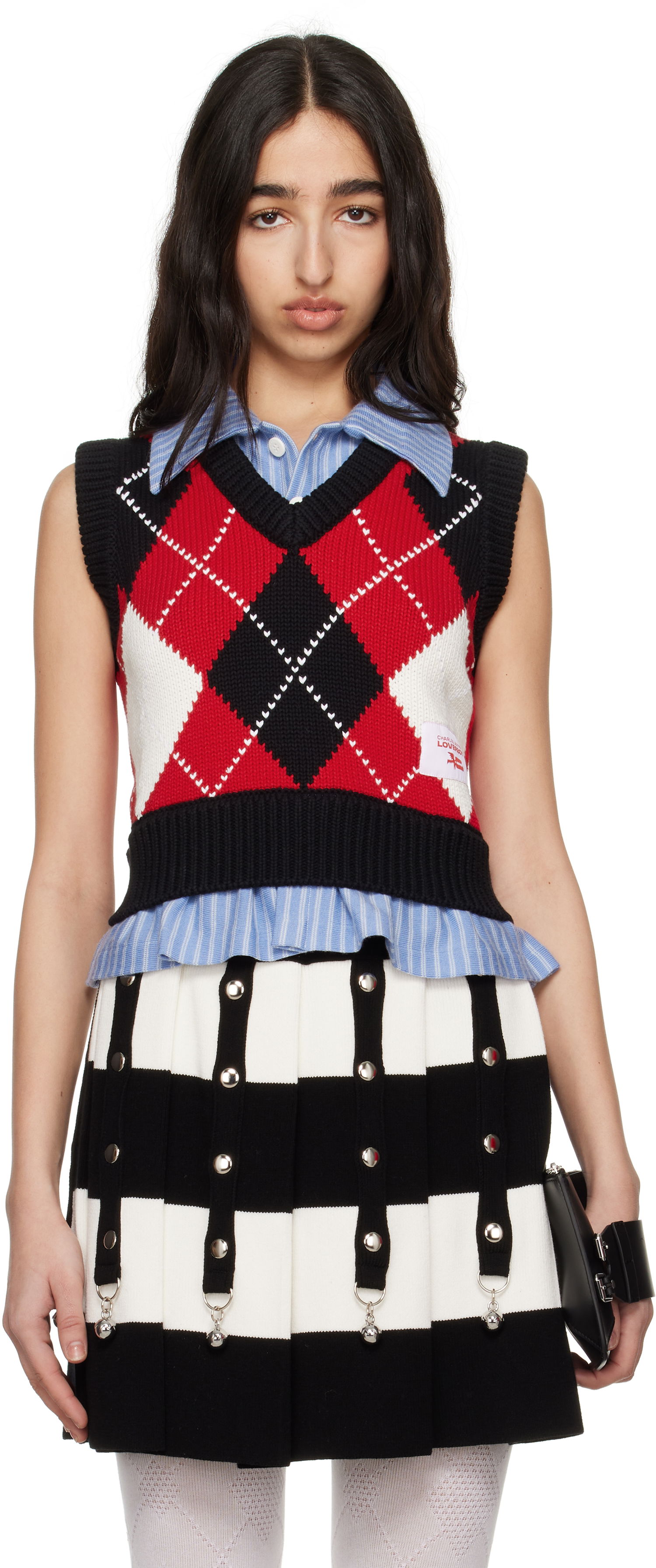 Sweater Charles Jeffrey Loverboy Charles Jeffrey LOVERBOY Cropped Argyle Vest Röd | 54091401, 0