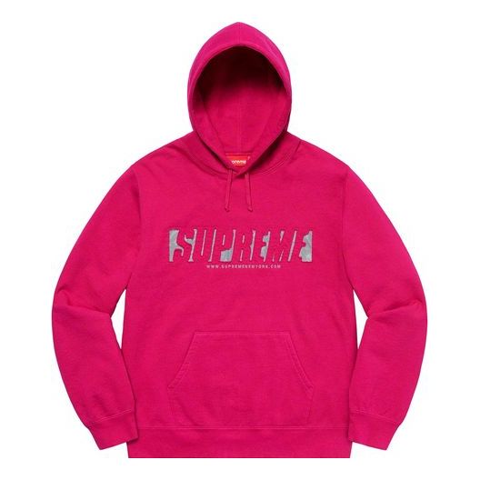 Sweatshirt Supreme Reflective Cutout Logo Hooded Sweatshirt Rosa | SUP-SS20-102, 0