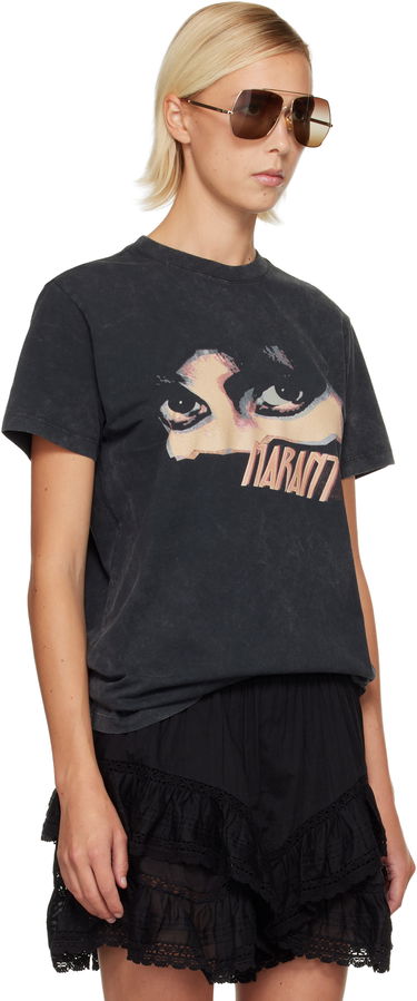 T-shirt Isabel Marant Étoile Etoile Zoeline Short Sleeve Washed Graphic Print T-Shirt Svart | TS0147FA-C3N07E, 1