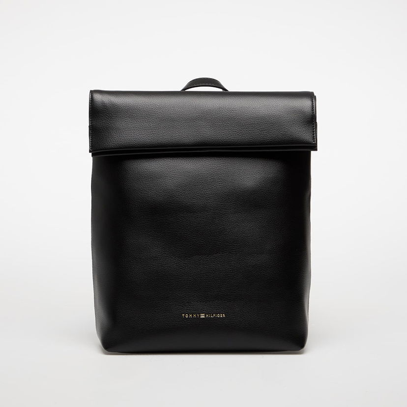 Ryggsäck Tommy Hilfiger Tommy Hilfiger Logotape Fold-Over Backpack Svart | AW0AW17654 BDS