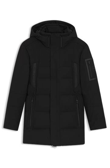 Parkas BOSS Water-repellent Parka Jacket with Down Filling Svart | 50547262