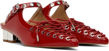 Sneakers och skor GANNI GANNI Lace-Up Mules Röd | S2964, 3