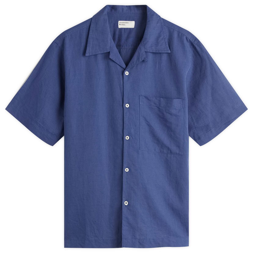Skjorta Universal Works Universal Works Linen Cotton Camp Shirt, Size Large Blå | P32032-BLU