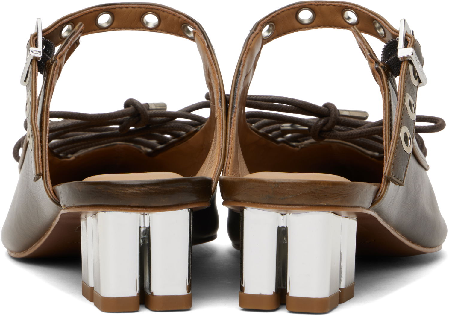 Sneakers och skor GANNI GANNI Oleatex Lace-Up Mules Brun | S3092, 1