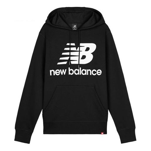 Sweatshirt New Balance Essentials Stacked Logo Hoodie Svart | AMT03558-BK