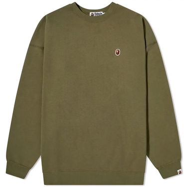 Sweatshirt BAPE Oversized Ape Logo Crew Sweat Grön | 001SWH802503L-GRN, 1