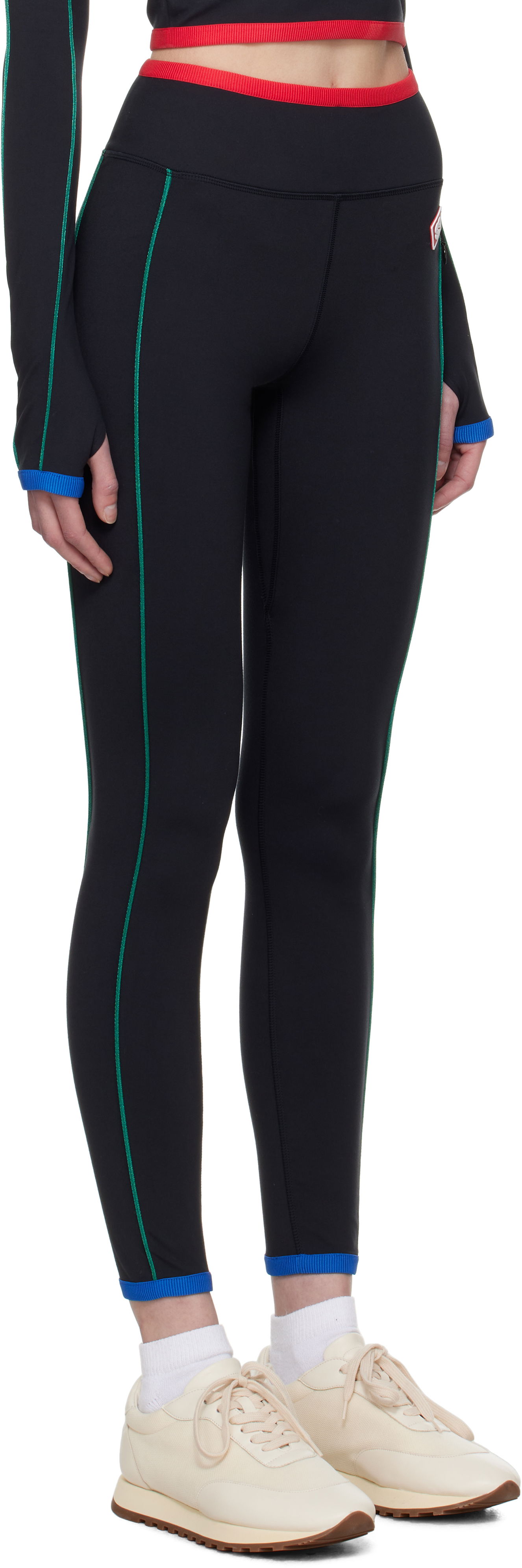 Damasker Casablanca Casablanca Contrast Trim Sport Leggings Svart | WPS25-ACT-028-01, 1