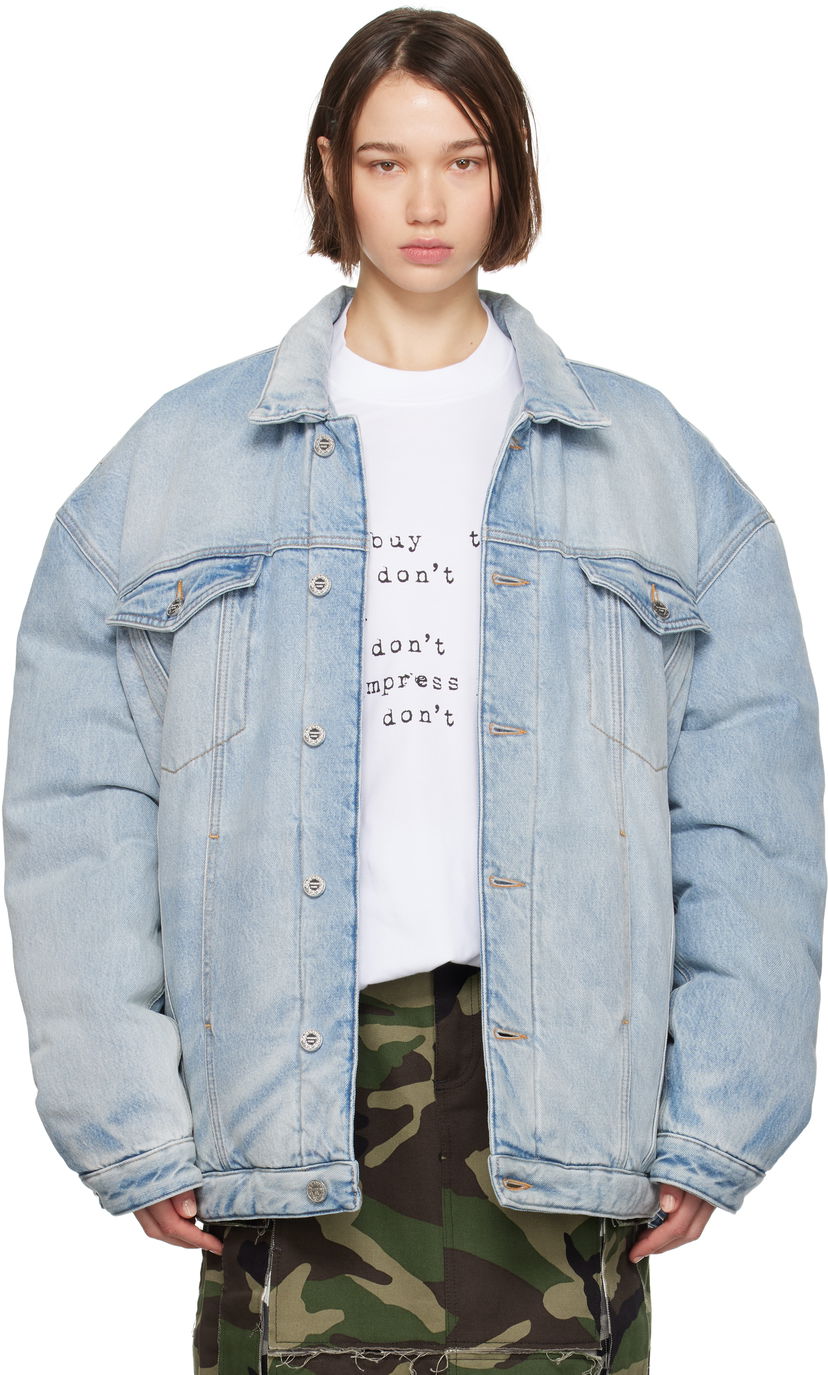 Pufferjacka VETEMENTS Puffer Denim Jacket Blå | UA65JA899N