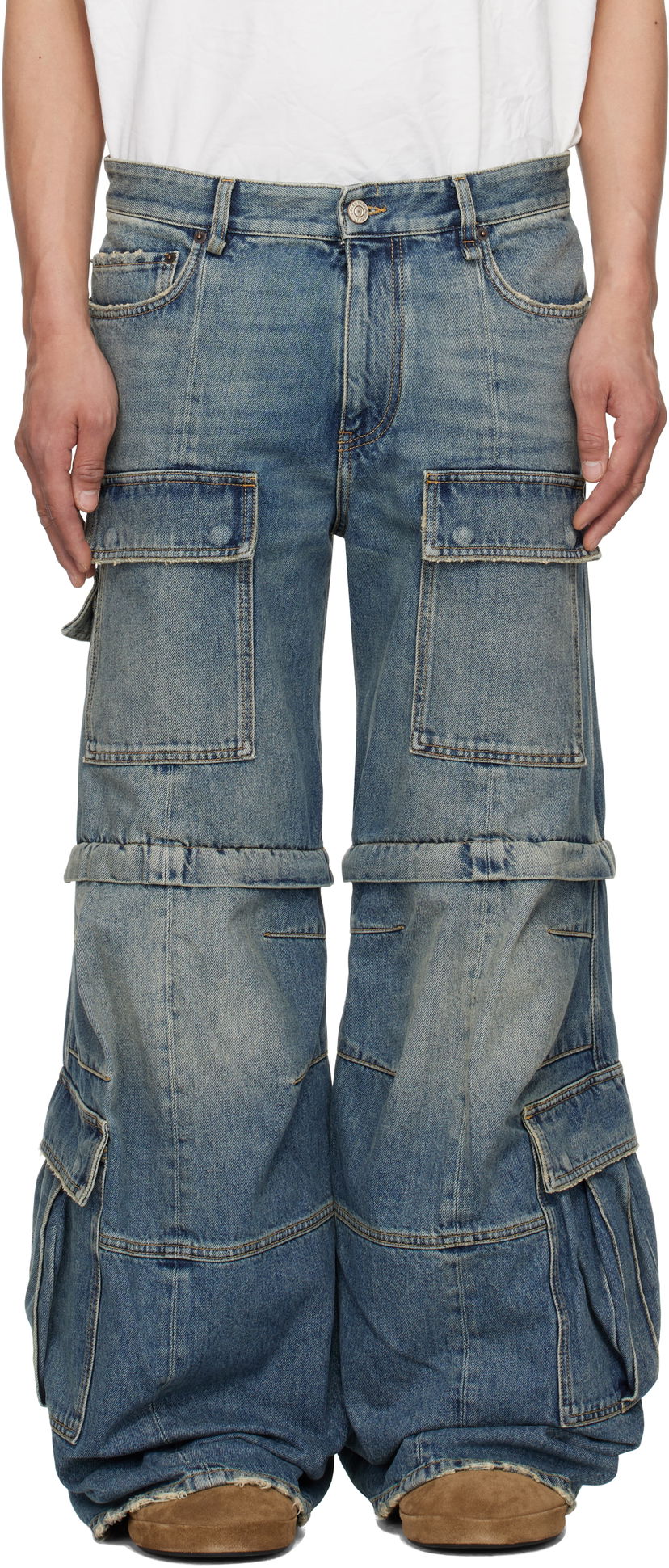Jeans Balenciaga Balenciaga Flared Cargo Jeans Blå | 783694THW25