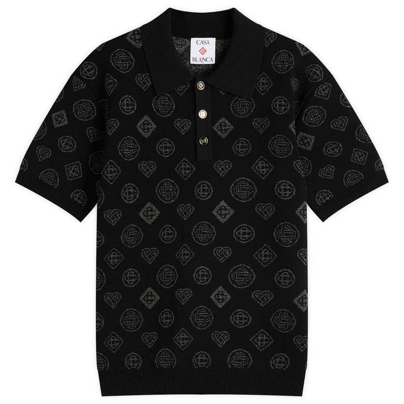 Polotröja Casablanca Casablanca City Jacquard Polo Svart | M-AW25-KW-1126-01