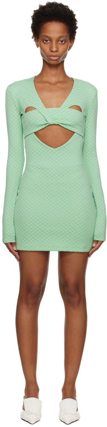 Klä Ambush Monogram Cutout Minidress Grön | BWDB026F22JER0015151