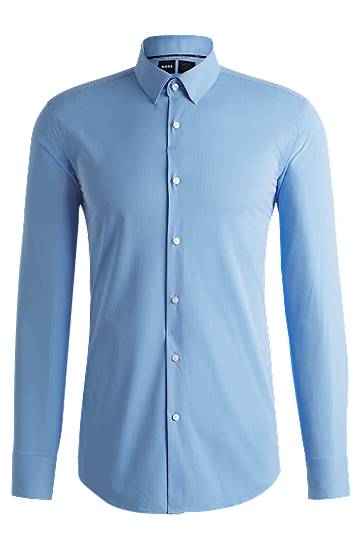 Skjorta BOSS Slim-Fit Performance-Stretch Shirt Blå | 50539397
