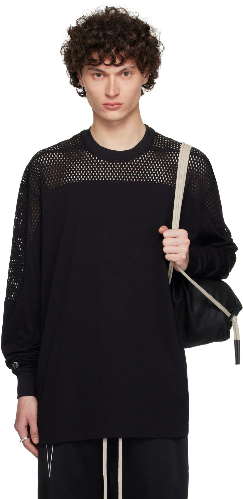 T-shirt Rick Owens Rick Owens Champion Edition Girdered T-Shirt Svart | CM01E1673 CHJGOM JERSEY + MESH