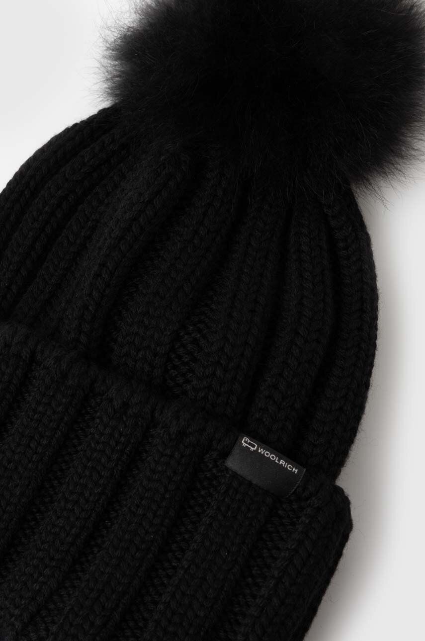 Mössa WOOLRICH Wool Beanie with Pom-Pom Svart | CFWWAC0163FRUF0428, 1
