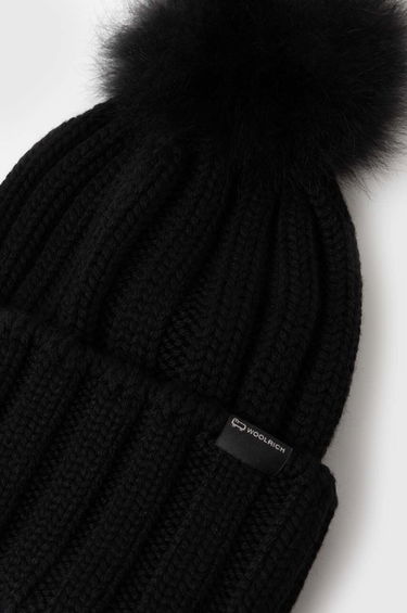 Mössa WOOLRICH Wool Beanie with Pom-Pom Svart | CFWWAC0163FRUF0428, 1
