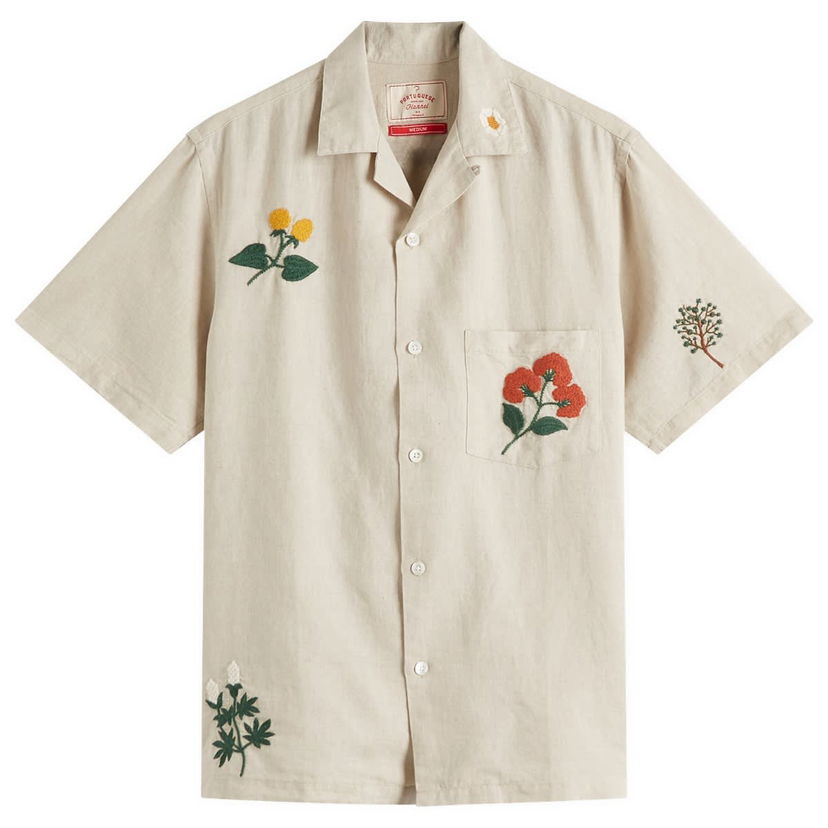 Skjorta Portuguese Flannel Flannel Embroidered Vacation Shirt Beige | SS25-086-NAT