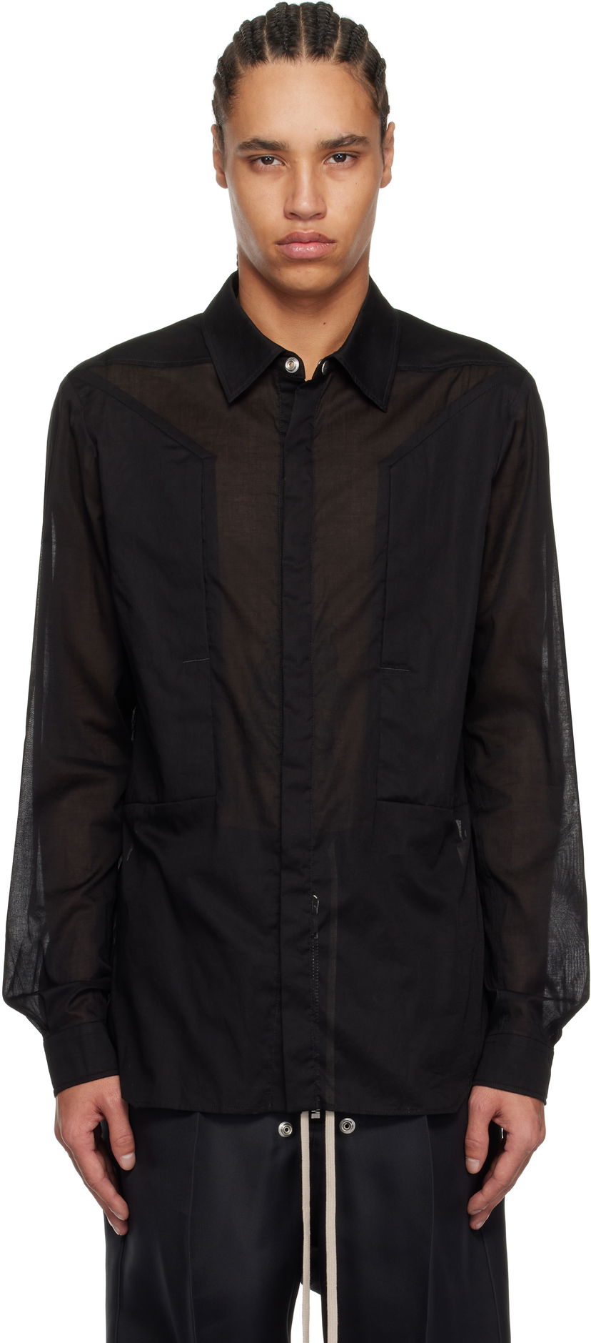 Skjorta Rick Owens Rick Owens Hollywood Fogpocket Shirt Svart | RU01E5237 CV