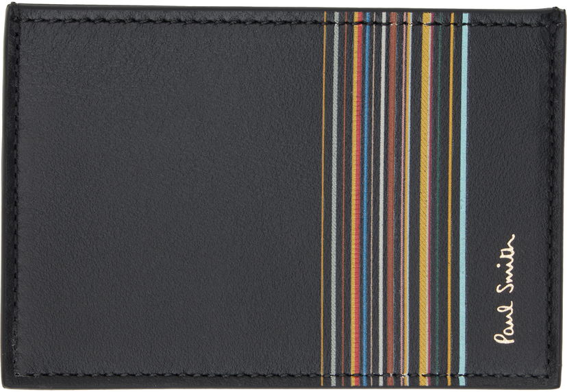 Plånbok Paul Smith Paul Smith Leather Signature Stripe Credit Card Holder Svart | M1A-6137-LFISIG