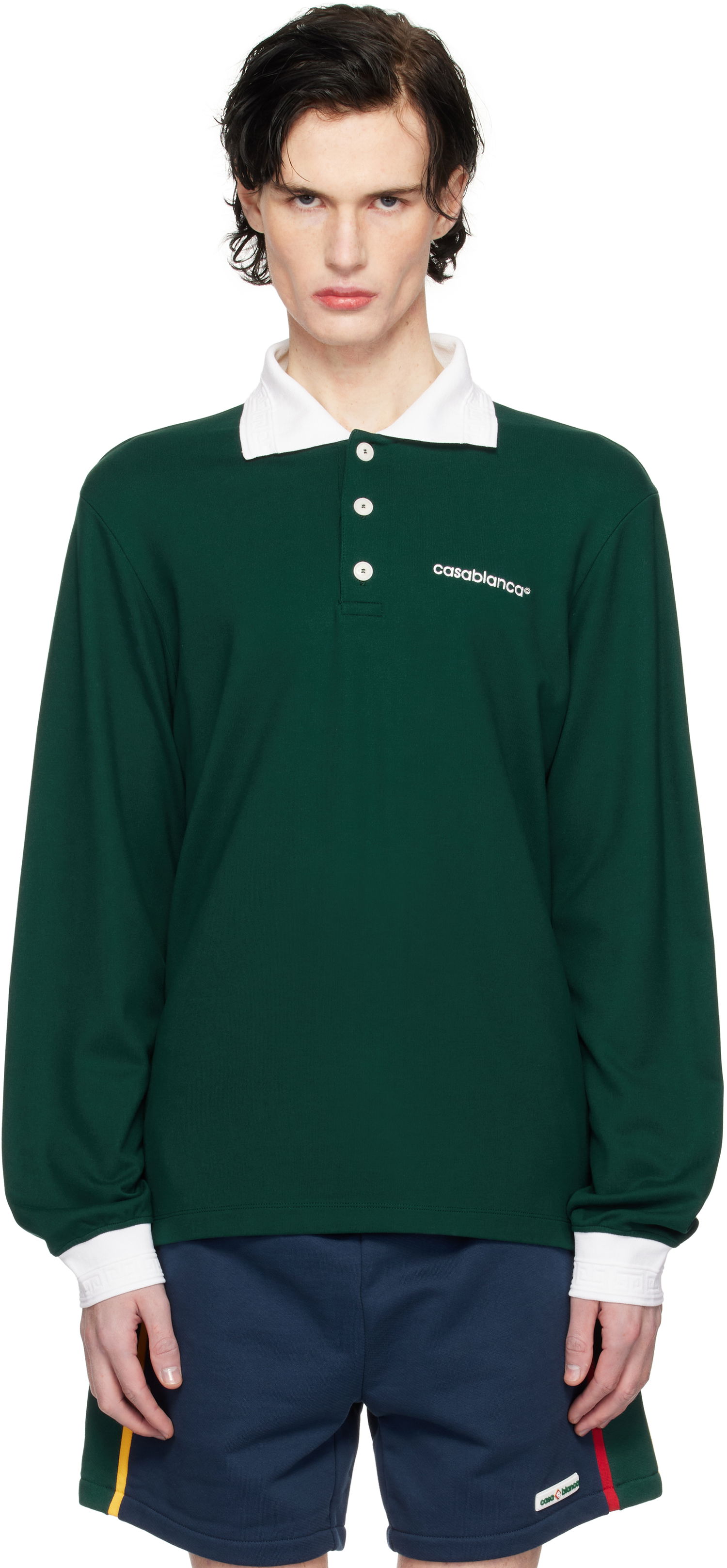 Polotröja Casablanca Long Sleeve Polo Grön | MPS25-JTP-270-01, 0