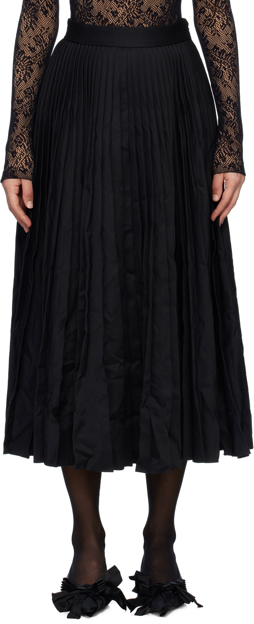 Kjol Balenciaga Pleated Midi Skirt Svart | 808777 TRT08