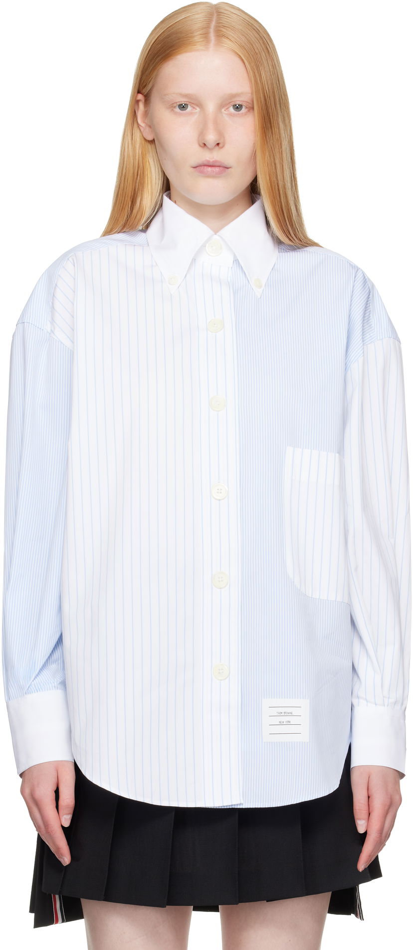 Skjorta Thom Browne Thom Browne Funmix Micro University Striped Shirt Blå | FLL079F-F0917