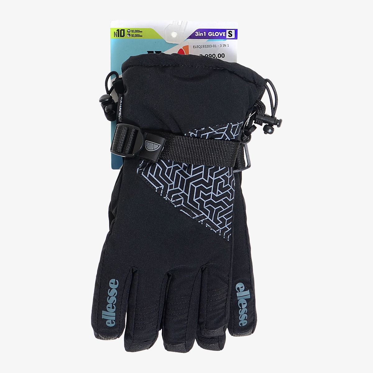 Handskar Ellesse 3 in 1 Waterproof Geometric Pattern Gloves Svart | ELEQ193203-01, 0