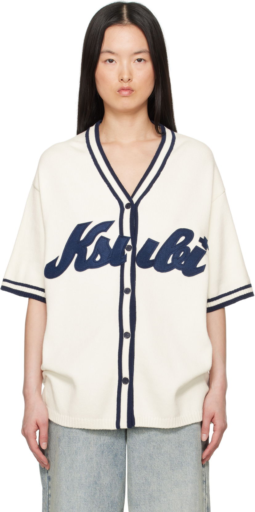 Sweater Ksubi Ksubi Baseball Knit Cardigan Vit | WSP25KW001