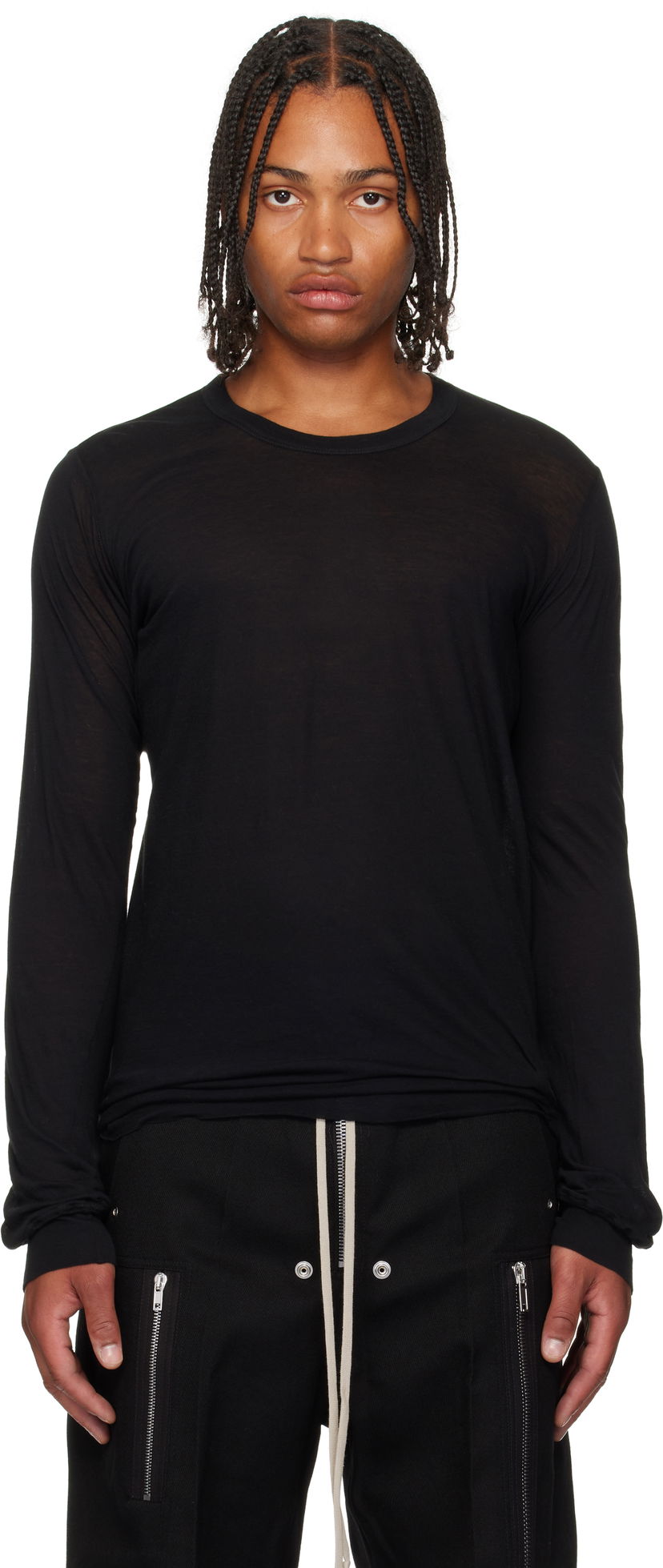 T-shirt Rick Owens Rick Owens Concordians Basic Long Sleeve T-Shirt Svart | RU02E1252 UC