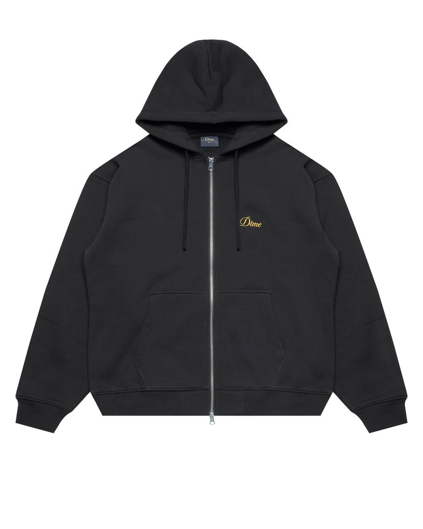 Sweatshirt Dime Cursive Logo Zip-Up Hoodie Svart | DIMEHO2453BLK