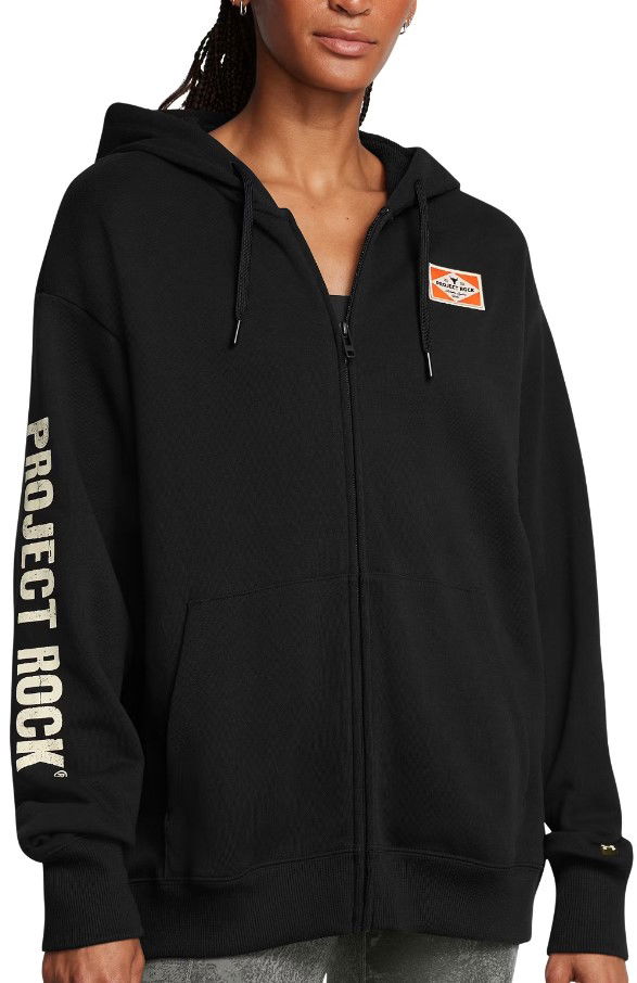 Sweatshirt Under Armour Project Rock Hard at Work Full-Zip Hoodie Svart | 1386446-001