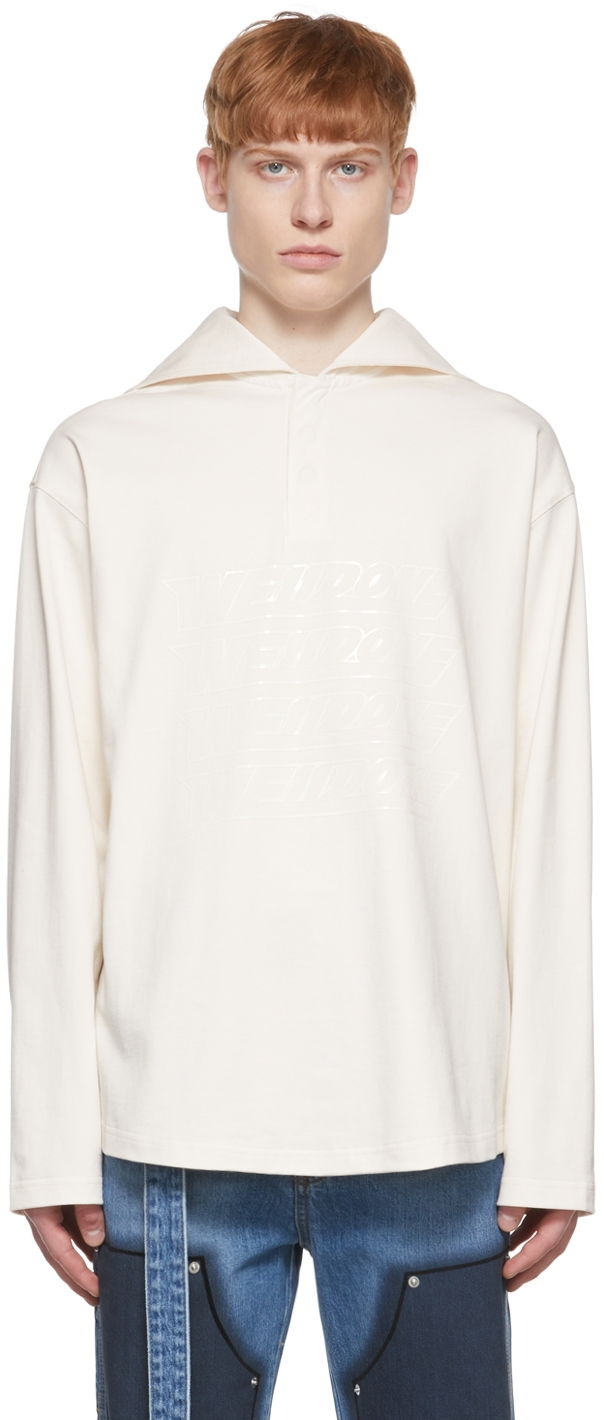 Polotröja We11done We11done Embroidered Logo Henley Vit | WD-TT1-22-554-U-IV