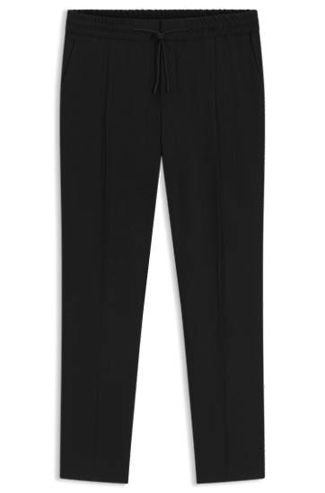 Byxor BOSS Slim-Fit Wool-Blend Twill Trousers Svart | 50547220