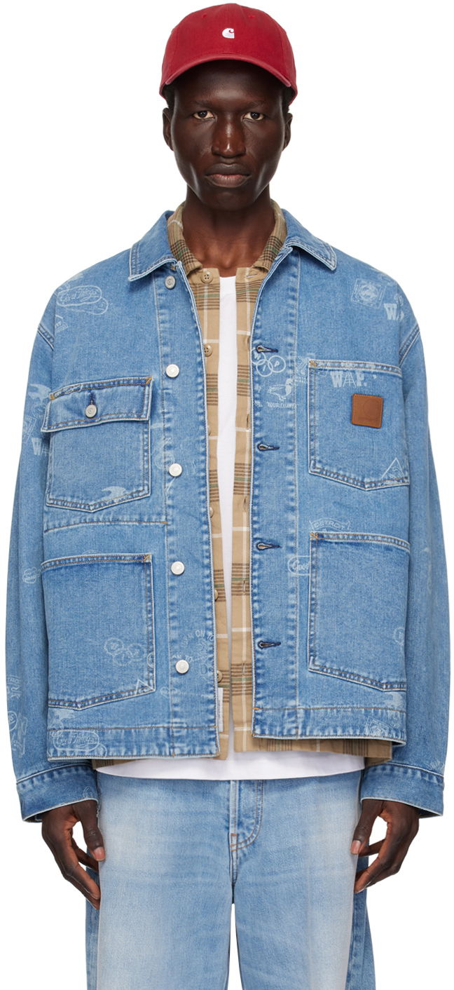 Jacka Carhartt WIP Stamp Print Denim Jacket Blå | I033743