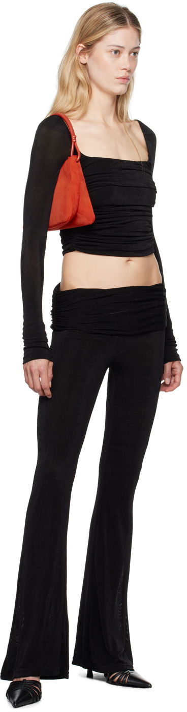 Crop top GUIZIO Guizio Crisia Ruched Long Sleeve Top Svart | P24111K066, 3